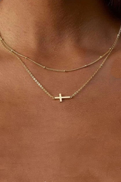 18K Gold Layered Cross Necklace