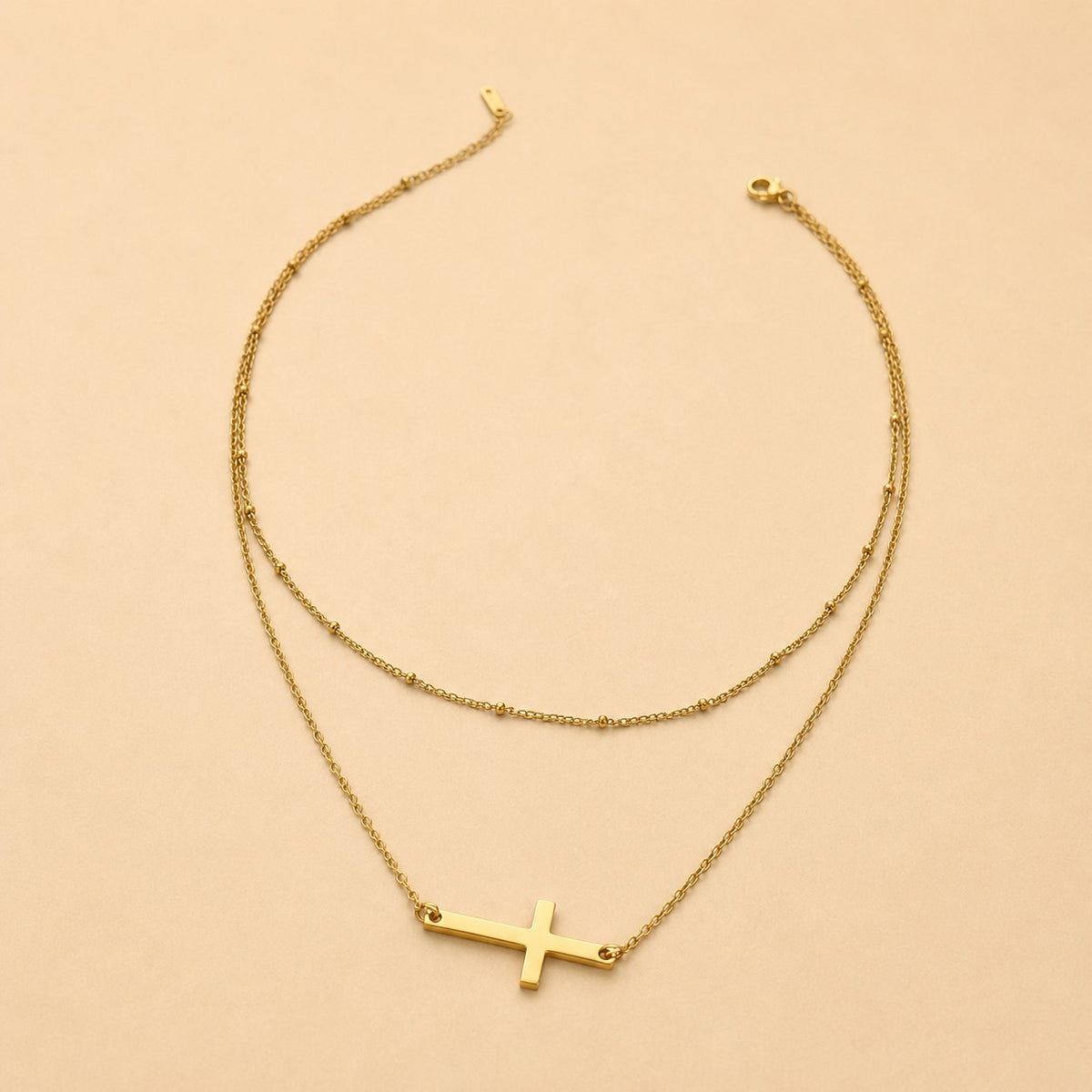 18K Gold Layered Cross Necklace