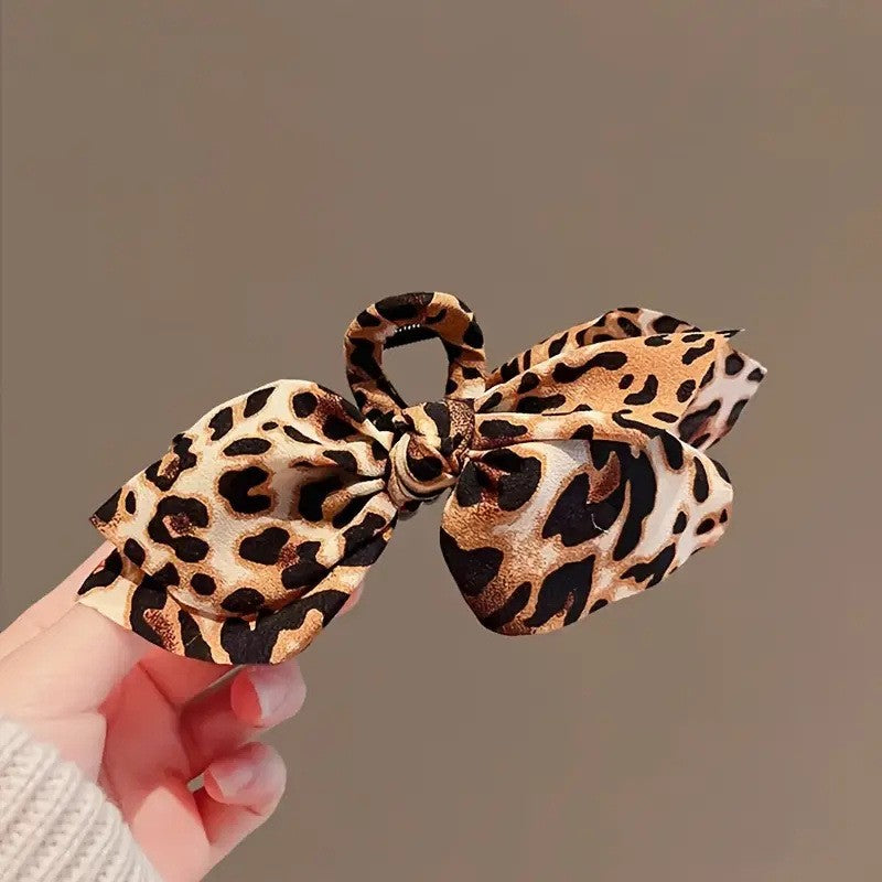 Leopard Print Bow Hair Claw Clip