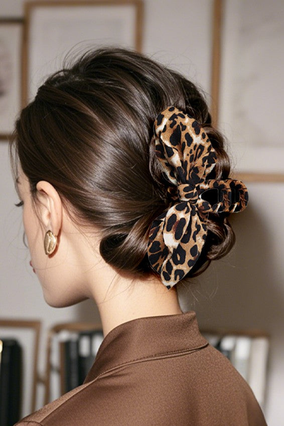 Leopard Print Bow Hair Claw Clip