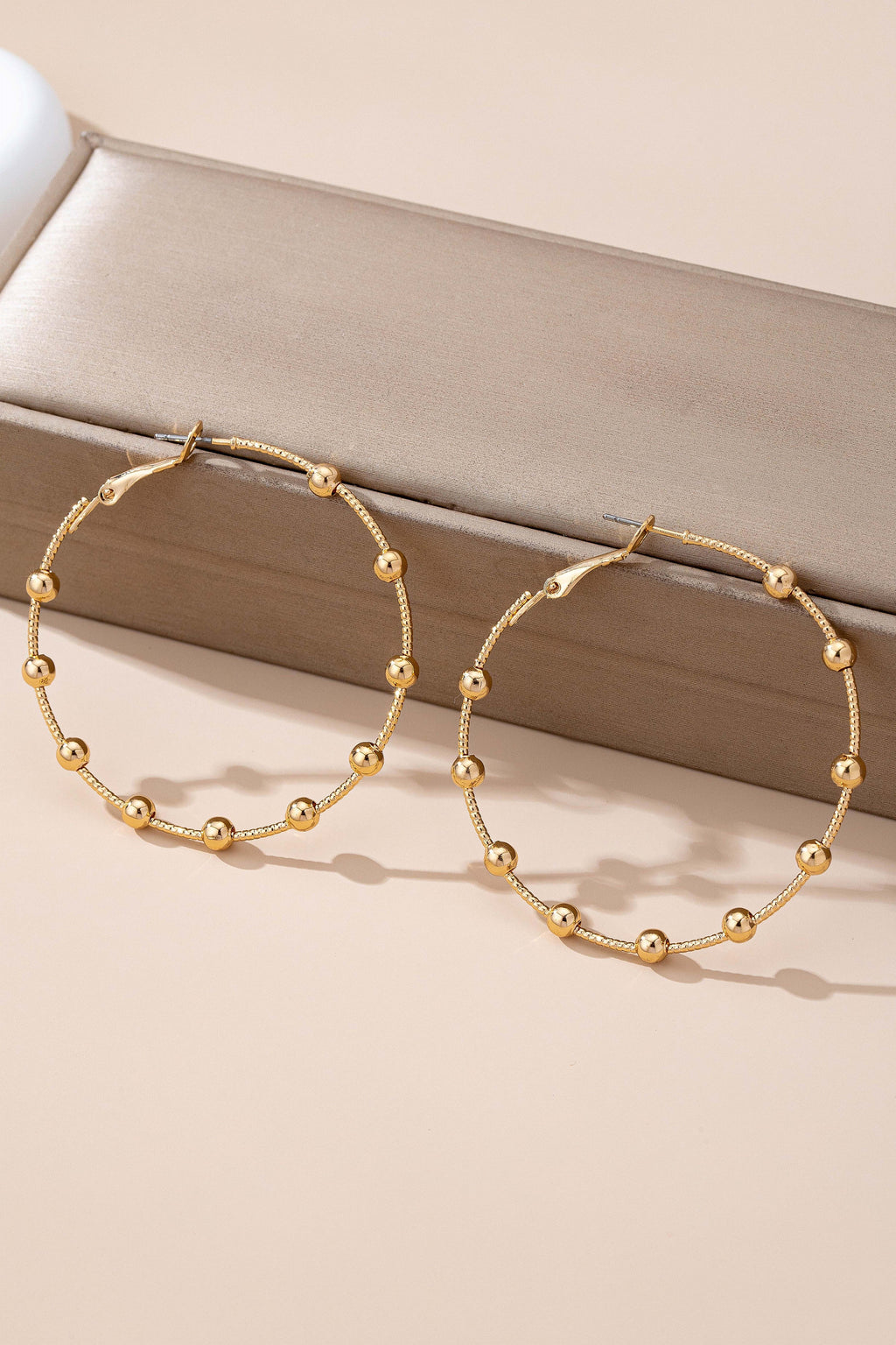 Gold Ball Bead Hoop Earrings
