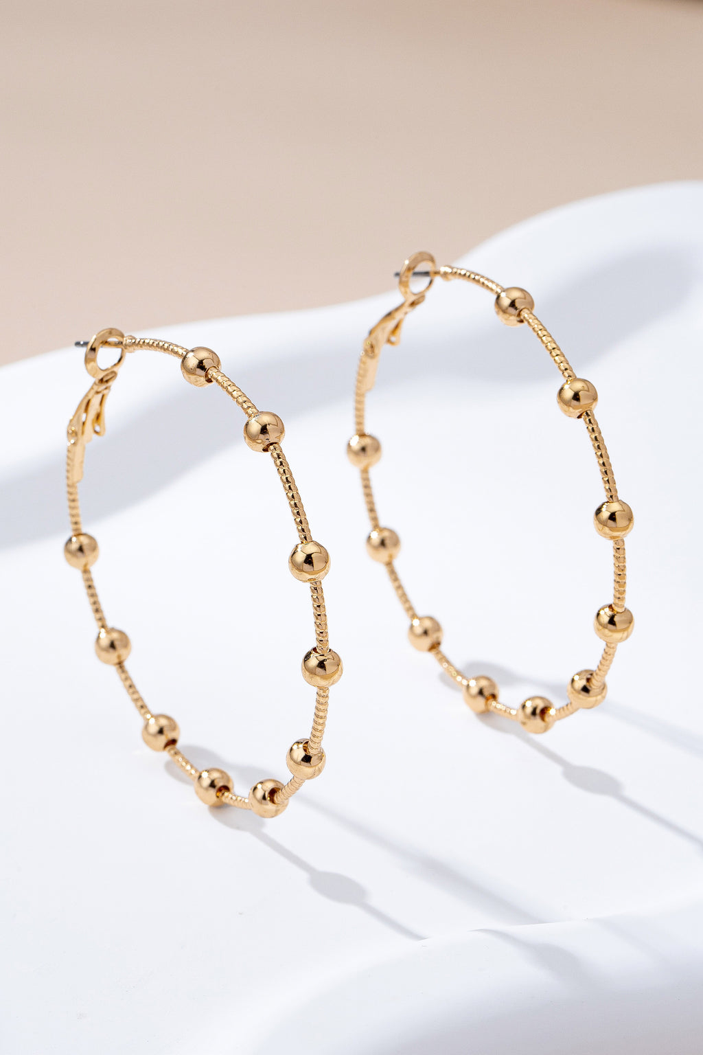 Gold Ball Bead Hoop Earrings