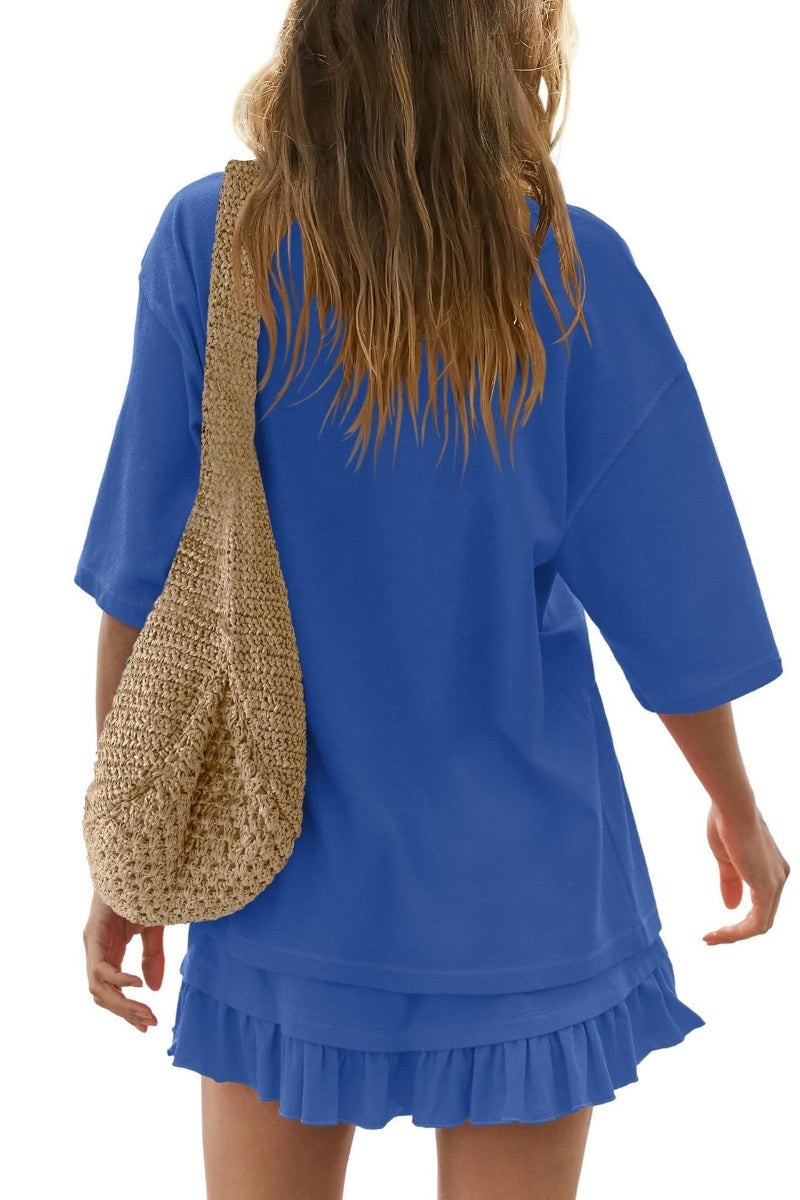 Blue Sweet & Slouchy Ruffle Matching Set