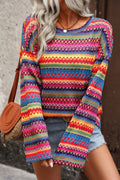 Geometric Oversized Sweater Knit Pullover