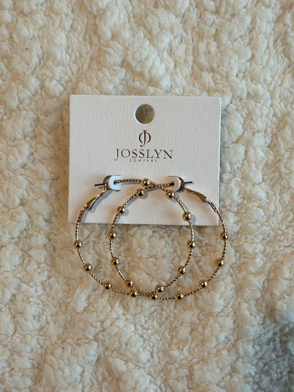 Gold Ball Bead Hoop Earrings