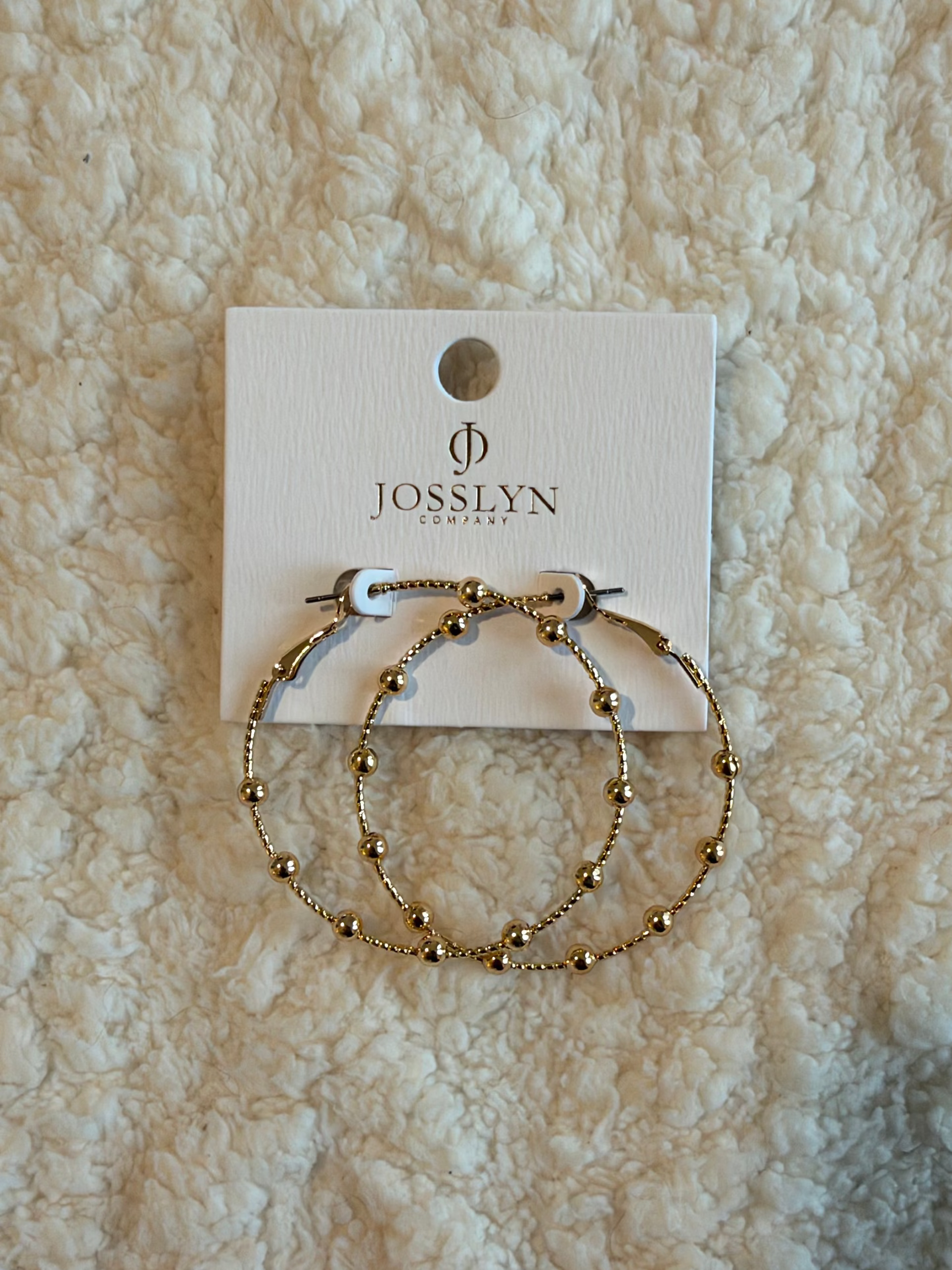 Gold Ball Bead Hoop Earrings
