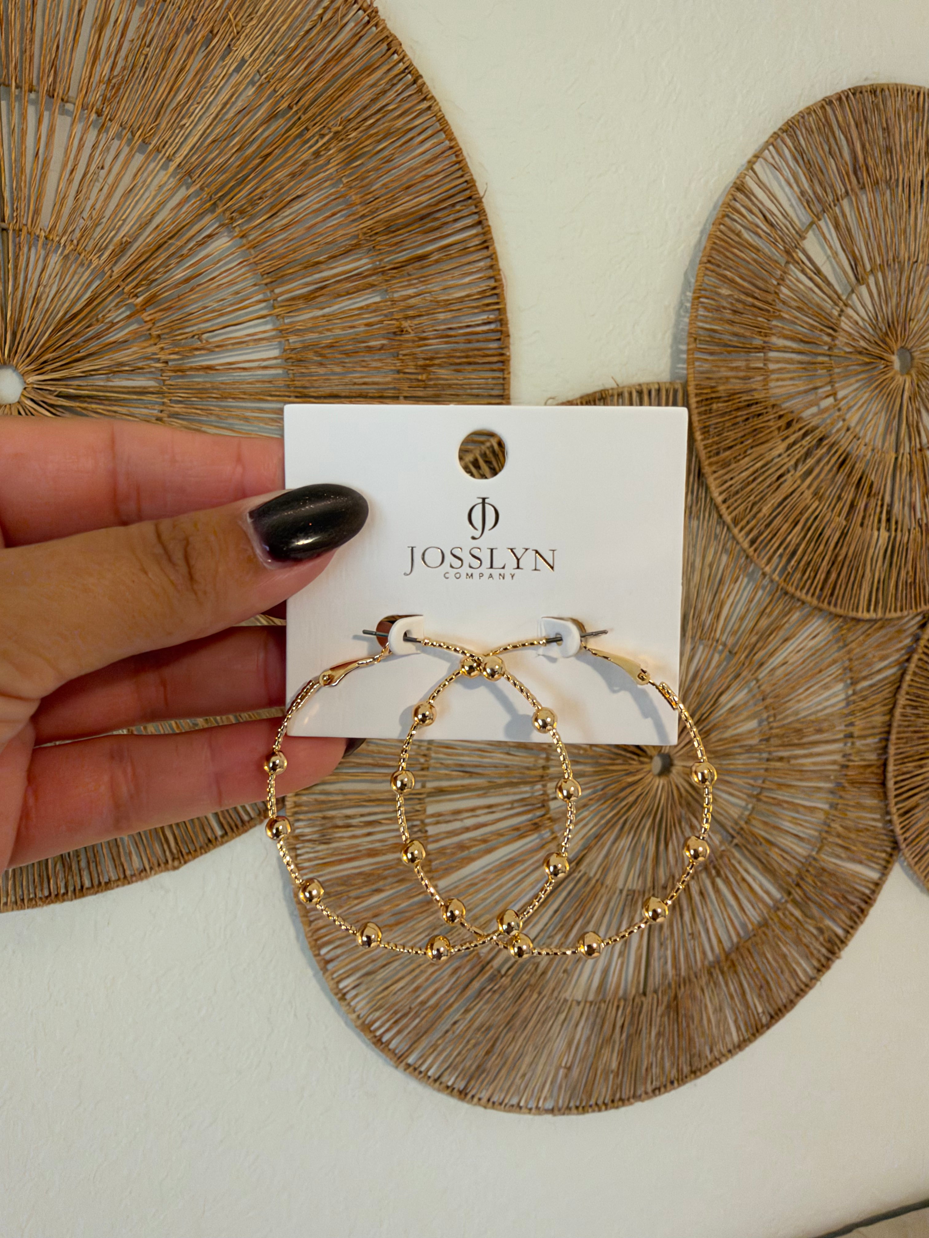 Gold Ball Bead Hoop Earrings