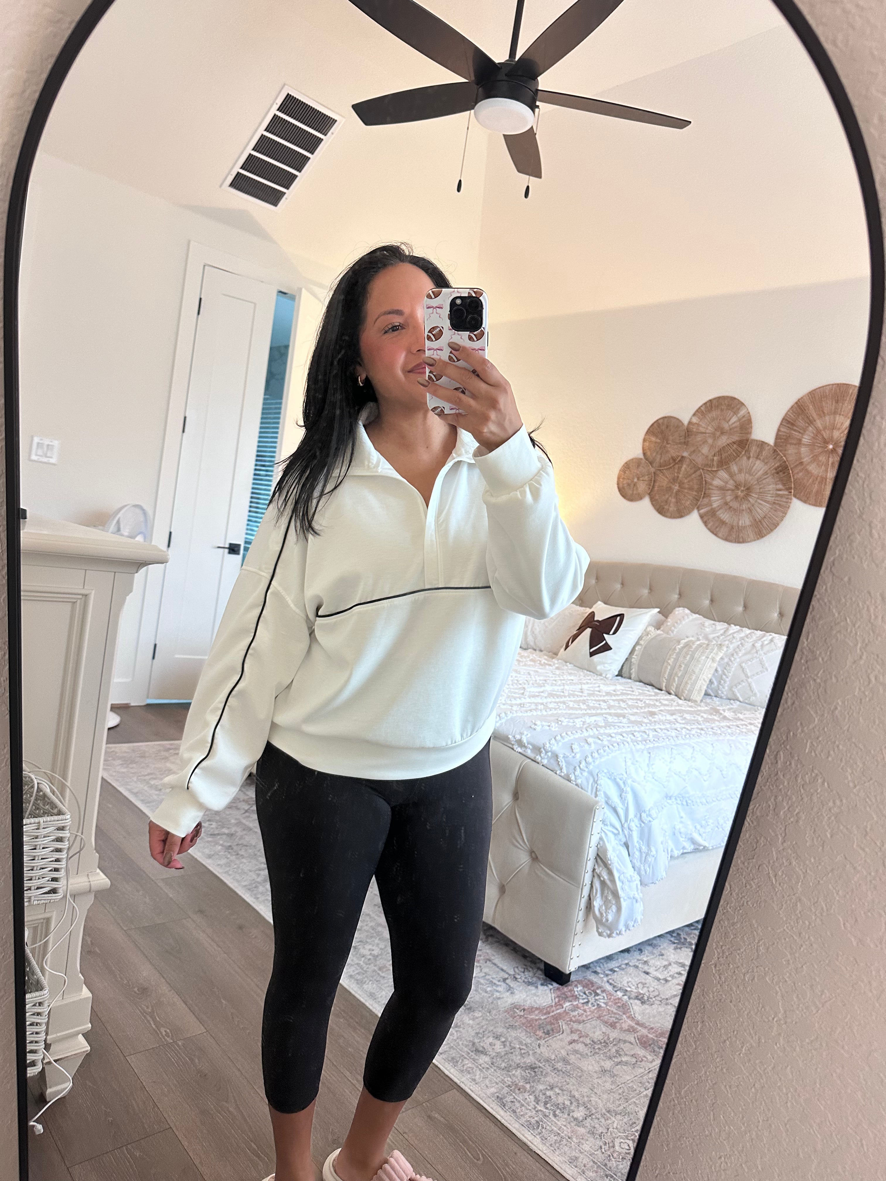 Courtside Trim Half-Zip Pullover Sweatshirt