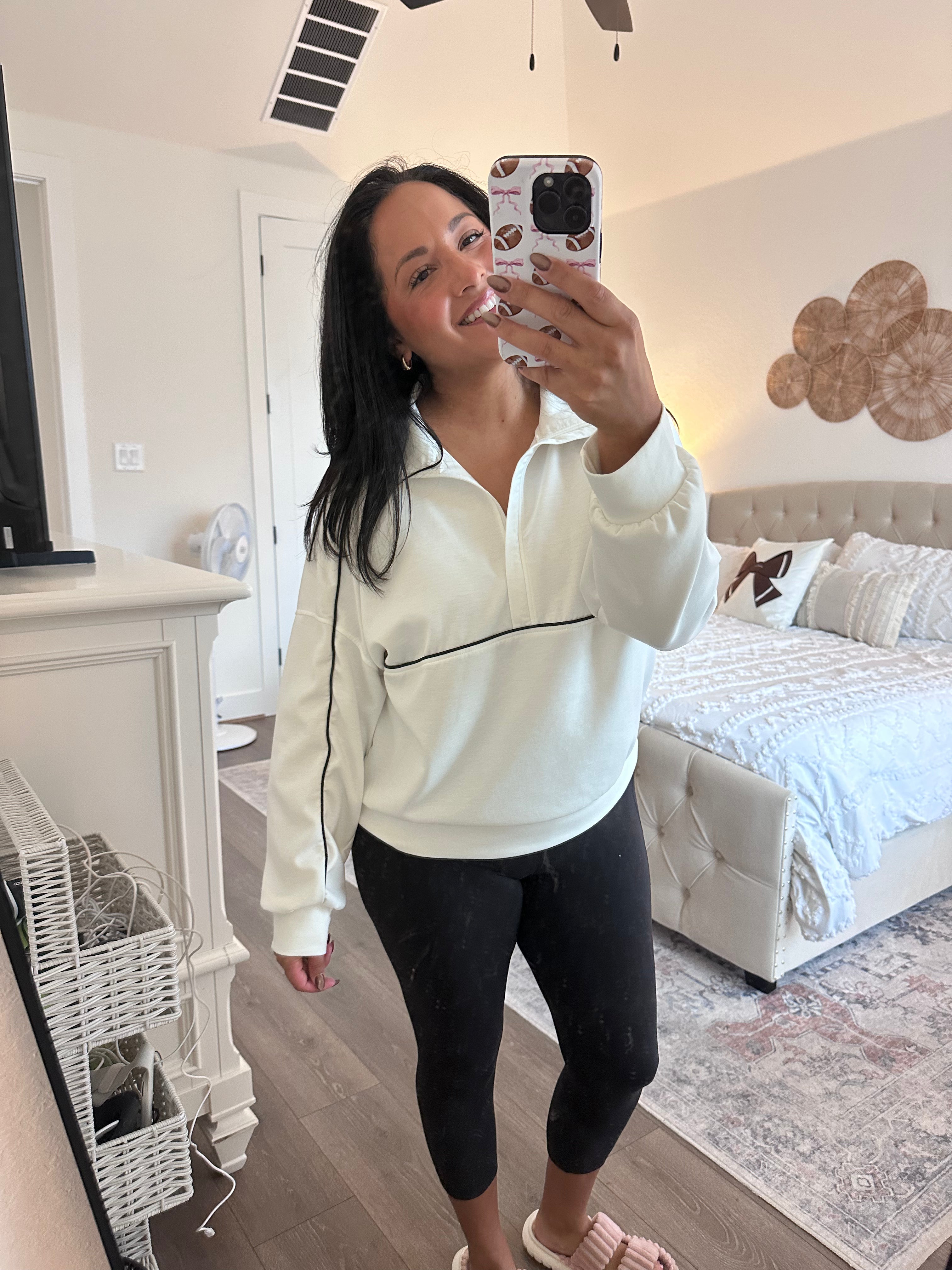 Courtside Trim Half-Zip Pullover Sweatshirt
