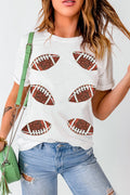 Sequined Football Graphic T-shirt For Game Day
